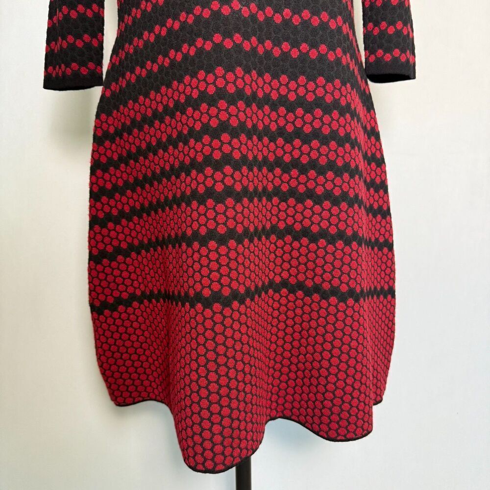 Gabby Skye Polka Dot Patterned Sweater Dress, Size L, Red and Black - Picture 7 of 12